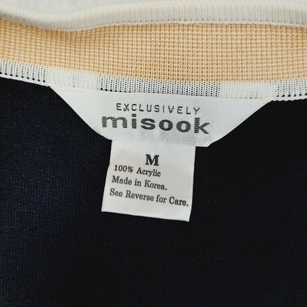 Exclusively Misook Black White Yellow Topper Sweater Coat Open Front BlazerP5017 - Picture 6 of 7